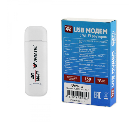 4G модем VEGATEL M24 Wi-Fi роутер (все SIM-карты)