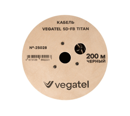 Кабель коаксиальный VEGATEL 5D-FB (Titan, черный) бухта 200м
