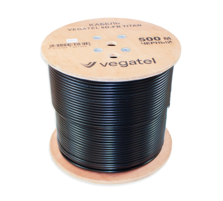 Кабель коаксиальный VEGATEL 8D-FB (Titan, черный) бухта 500м
