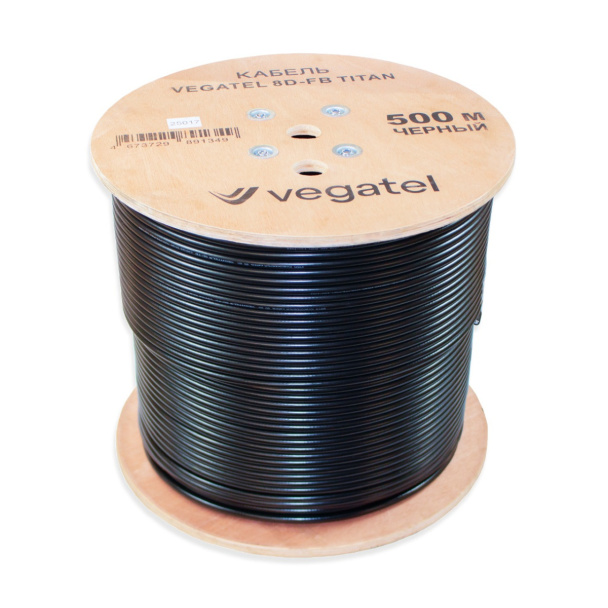 Кабель коаксиальный VEGATEL 8D-FB (Titan, черный) бухта 500м