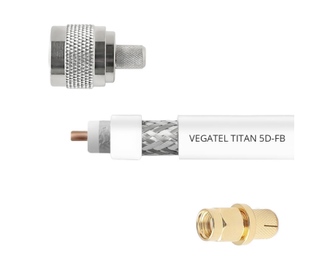 Кабельная сборка VEGATEL 5D-FB (Titan, белый) (SMA-male - N-111) 2 м