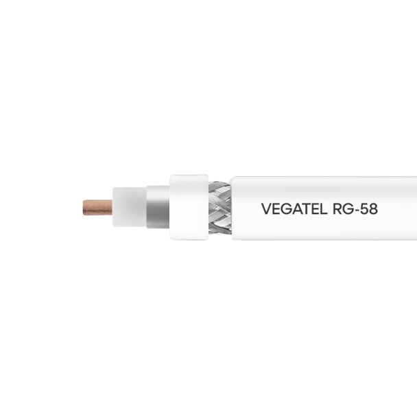 Кабель коаксиальный VEGATEL RG-58 A/U (ГОСТ, PVC, белый) бухта 500м