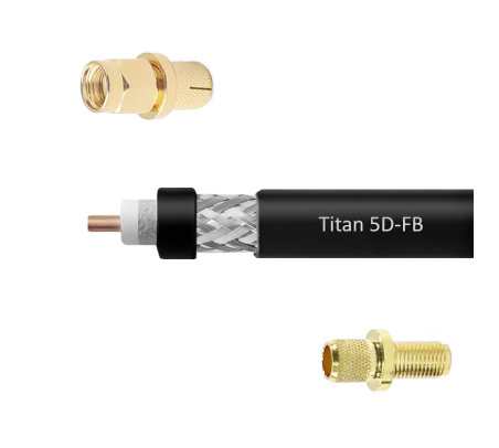 Кабельная сборка 5D/FB (Titan, черный) (SMA-male - SMA-female) 3 м