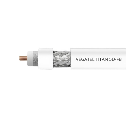 Кабель коаксиальный VEGATEL 5D-FB (Titan, белый) бухта 200м