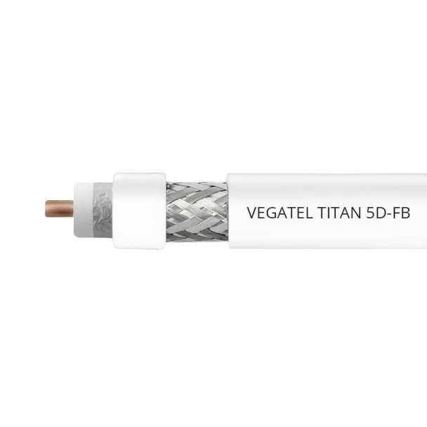 Кабель коаксиальный VEGATEL 5D-FB (Titan, белый) бухта 200м